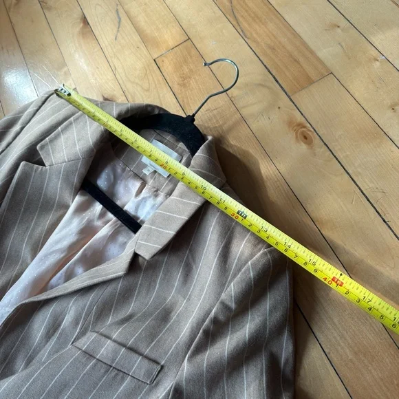 Sezane Sz 6 (38) Michele Tan Pin Stripes Double Breasted Wool Blend Blazer - Picture 6 of 8